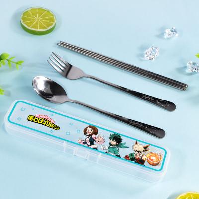 China Tomorrows Three Piece Set Viable Cutlery Ark Animation Logo Be Stainless Steel Travel Spoon Customized Fork Set Student Kids Cutlery for sale