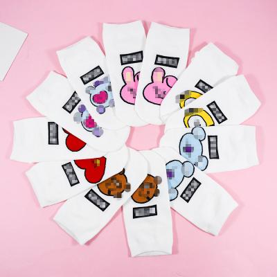 China V Kpop Bulletproof Breathable Sweat-absorbent Socks Sports Cartoon Boat Men And Women BT Socks Teenager JK White Cute Warm Cotton Socks for sale