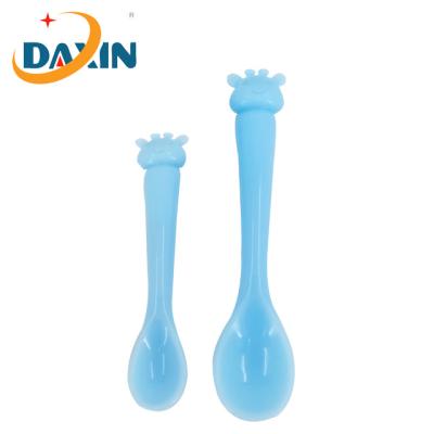 China Cartoon BPA Free Cute Heat Resistant Non-broken Silicone Free Feeding Spoon Children For Eating Lamb's Lettuce for sale