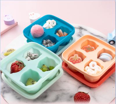 China Sustainable Food Grade Silicone Ice Cream Tray With 4 Small Animals Silicone Ice Cream Mold for sale