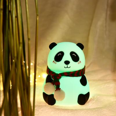 China Waterproof Cartoon Design USB Rechargeable Silicone Panda Led Baby Night Light Silicone Night Lights for sale