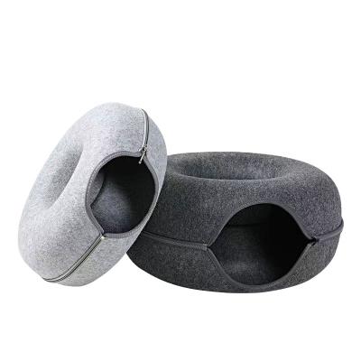 China Breathable The manufacturer directly supplies four seasons available cat nest wool felt pet nest circular cat tunnel nest for sale