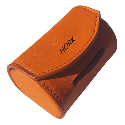 China Premium Leather Dog Poop Bag Holder Stylish Dog Poop Bag Dispenser With Safe Clip Portable Pet Waste Bag Dispenser For Leash for sale