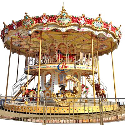 China Large Outdoor Amusement Ride Double Amusement Park Ride Playground Platform Carousel For Sale for sale