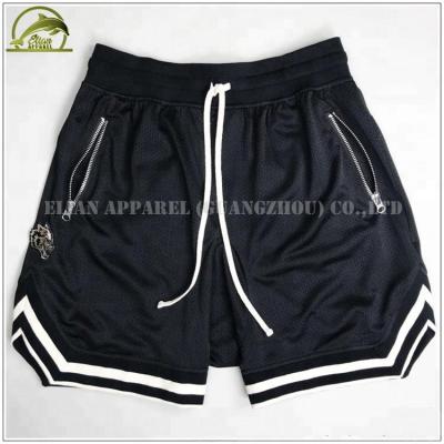 China Breathable Ready To Ship Black Basketball Shorts Zipper Pocket Shorts for sale