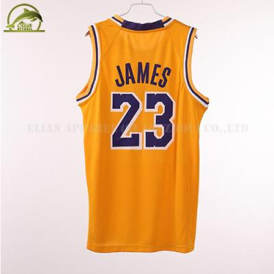 China Custom Made Breathable Tackle Twill Laker Logo 23 James Jersey Basketball Jersey for sale