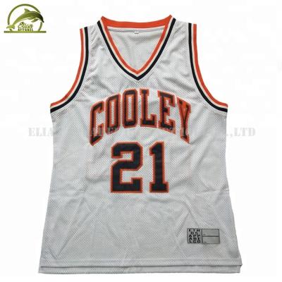 China Custom Breathable Stitched Tackle Twill Basketball Logo Tank Top for sale