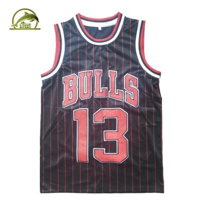 China Breathable Men's Bull Logo Tackle Twill Embroidered Basketball Tank Top Basketball Uniform for sale