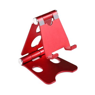 China Silver Double-Folding Metal Mobile Phone Holder Accessories Adjustable Aluminum Smartphone Stand for sale