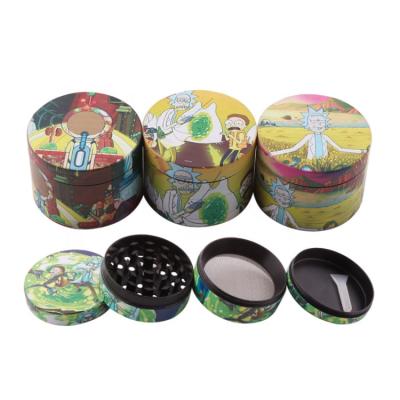 China Fanshion Design Custom Printing Metal Premium Grinder 4 Pieces Zinc Alloy Herb Spice Grinder For Dry Herb for sale