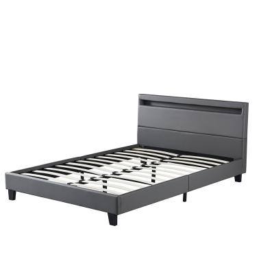 China 2022 Modern Special Design Easy Assembly Upholstered Bed Frame For Bedroom Furniture Bed With LED for sale