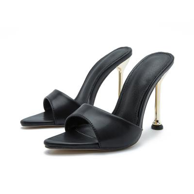 China 2021 fashion trend European women's new thin metal heel women's sandals and American high heel sandals for sale