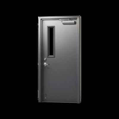 China American Fire Protection Standard Size UL Listed Fire Rated Steel Hollow Metal Commercial Door With Bar And Panic Push Glass for sale