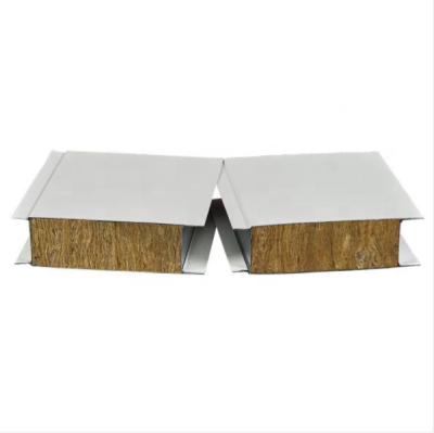 China Fire Proofing Coated Rock Wool Steel Sandwich Panel For Partition Walls And Roofs for sale