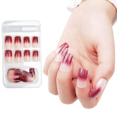 China Easy Apply Pink 24pcs Nude White French Fake Nails False Squoval Square Press On Nails For Girls Full Cover Wear Finger Nail Art Tips for sale