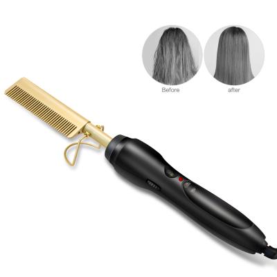 China Ionic Hot Comb Hair Straightener Flat iron Electric Heating Comb Portable Travel Anti Scald Beard Straightener Press Comb Curling for sale