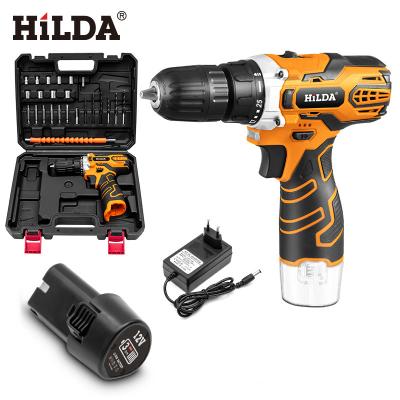 China Durable Hilda Lithium-ion Battery 12v Electric Hand Drill Screwdriver Power Industrial Cordless Screw Drivers Electric Parafusadei for sale