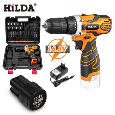 China Durable Electric Industrial Cordless Electric Drill Screwdriver Hilda 16.8v Lithium-ion Battery Hand Drill Electric Home for sale