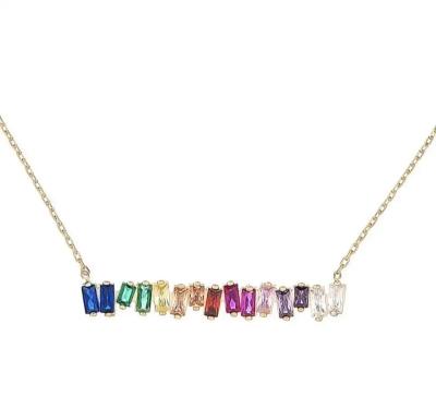 China Durable Colorful Irregular Zircon Crystal Necklace Rainbow Wand Necklace For Women for sale