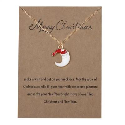 China Fashion High Quality Jewelry Korean Santa Snow Boots Christmas Tree Small Bell Necklace For Merry Christmas Gifts for sale