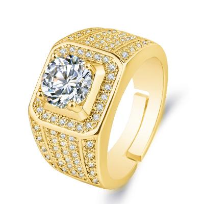 China Latest Designs CLASSIC Zircon Classic Fashion Diamond 18K Gold Plated Luxury Men's Ring Wedding Ring Wholesale for sale