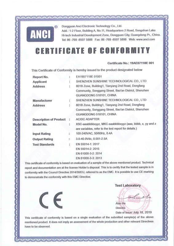 CE - Shenzhen Sunshine Technological Co., Ltd.