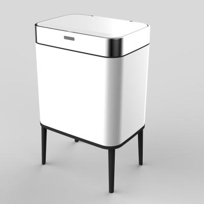 China 40L Large Capacity Transmission Bin Kitchen Trash Bin White High Quality Viable Sensor Trash Can for sale