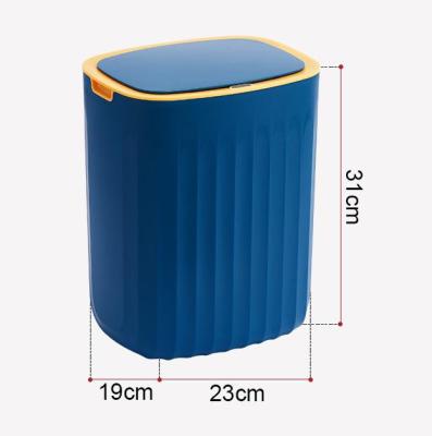 China 2.65 Gallon Bathroom Ashbin Sustainable Induction Blue Waterproof Plastic Smart Trash Can for sale