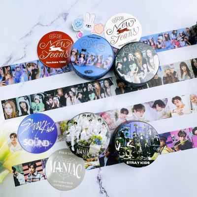 China Decorative Sticker Wholesale Kpop Stray Kids NewJeans Luggage Stickers Decoration Stickers Washi Sound Tape for sale