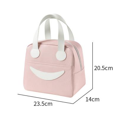 China Oxford Smile Bag Waterproof Thermal Lunch Bag Oxford Cooler Picnic Box Tote Bag With Zipper Wholesale for sale