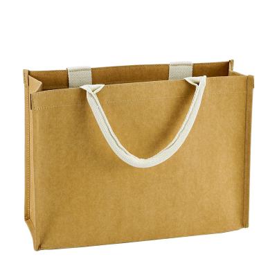 China Recyclable Multiple Washed Reusable Kraft Paper Custom Shopping Bag Handbag for sale