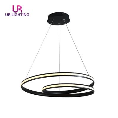 China Modern Minimalist Modern Kitchen Center Matte Black White Ring LED Chandelier Hanging Light For Living Room for sale