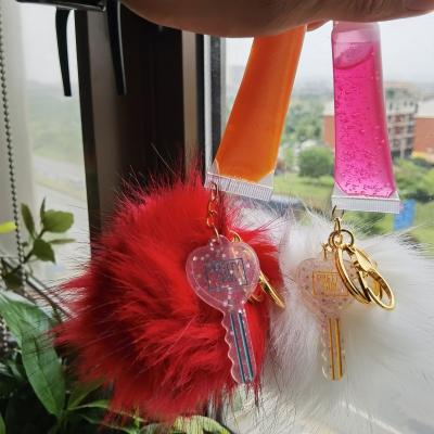 China Waterproof Custom and DIY Lip Gloss Private Label Candy Flavor Lip Gloss with Plush Toy and Key Chain for sale