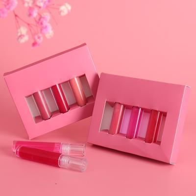 China 3.5ml Waterproof Transparent Lip Gloss Tubes Lip Gloss Set With Refillable Brush Lip Gloss for sale