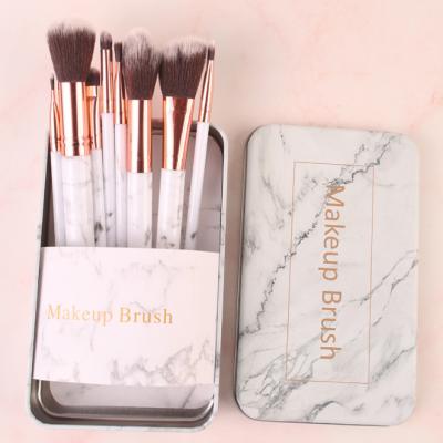 China Makes Apply Makeup New 8pcs Super Soft Eco-Material Makeup Brush Iron Marble Box Hair To Handle Makeup Brush Set Cosmetics Tools Wholesale for sale