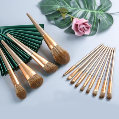 China Makes Apply Makeup 13pcs High Quality Makeup Brush Set Soft Wool Gold Wooden Handle Brush Wholesale Luxury Unique Makeup Brush Set for sale