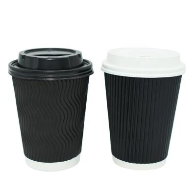 China High Quality Disposable Ripple Wallpaper Cup Coffee Paper Cup Disposable Hot Making for sale