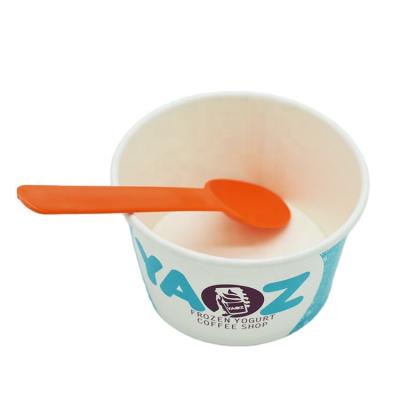 China Disposable Customized Paper Cup With Spoon Ice Cream Disposable Paper Cup for sale