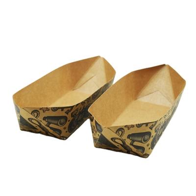 China Recyclable Customized Disposable Food Packaging Boat Paper Tray for sale