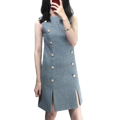 China Anti-Static Logo Pattern OEM - Women Autumn Tweed Wool Fabric Mini Dress Tweed for sale