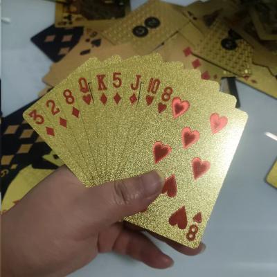 China Black Silver Blue Red Waterproof Custom Logo Plastic Playing Card Decks Poker/Euro Deck Card Casino Adult Gold Dollar for sale