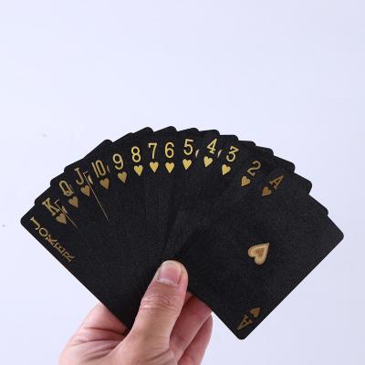 China Game Cards New Quality Plastic Poker Smooth Waterproof Black Playing Cards Gold Plated Creative Durable Poker Board Games Custom Gift Decks for sale