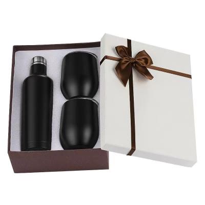 China Double wall stainless steel vacuum flask wine tumbler set water bottle disposable tumbler girl gift box for sale