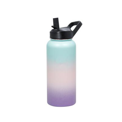 China PORTABLE Fashion Eco Water Bottle Vacuum 304 Stainless Steel Double Walled Reusable Water Bottle With Cable-Cup Lid Termos Straw Wood Lid for sale