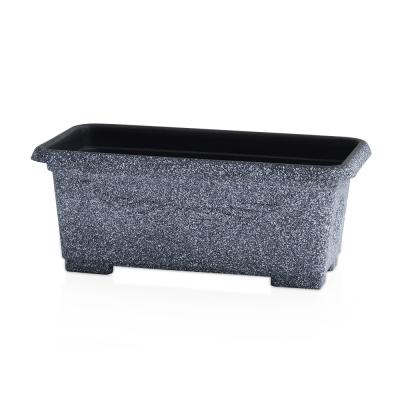 China Modern Balcony Embossed Rectangular Plastic Flowerpot Plant Pots for sale