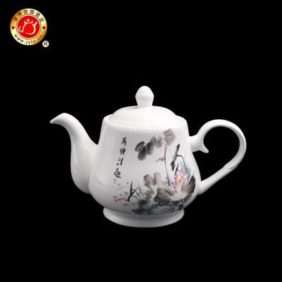 China Viable Wholesale Cheap White Classic Round Design Ceramic Teapot Set for sale