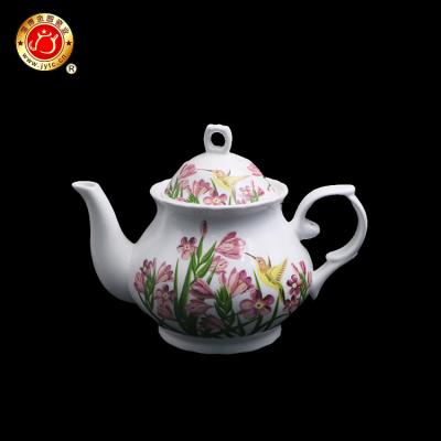 China Viable Wholesale Custom Flowers Cheap White Hand Painted Ceramic Teapot Beautiful for sale