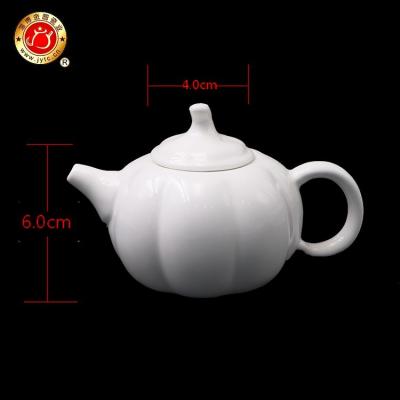 China Sustainable house using white ceramic teapot pumpkin fluted shape for decal for sale