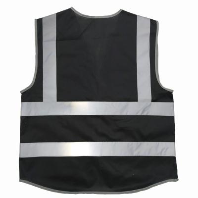 China Polyester Polyester Wholesale Work Safety Reflective Warning Black Vest for sale