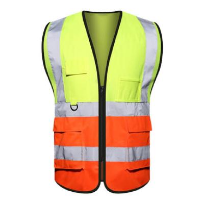 China High Quality Polyester Road Safety Polyester Zipper Vest Reflective Clothing for sale